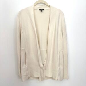Talbots Petites Ivory Open Front Cardigan Sweater Blazer Cream Cotton MP Pockets